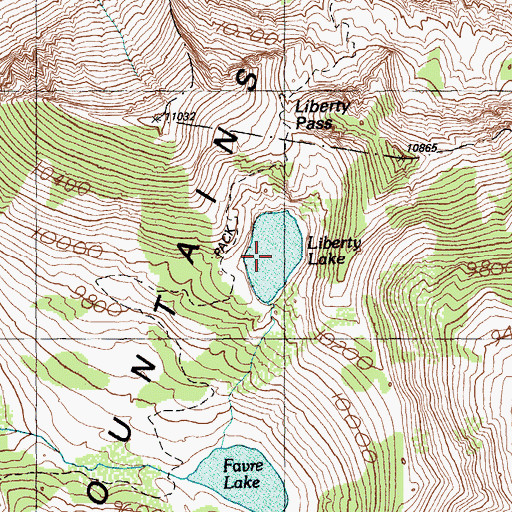 Topographic Map of Liberty Lake, NV