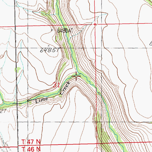 Topographic Map of Lime Creek, NV