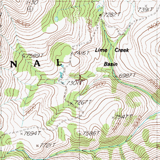 Topographic Map of Lime Creek Basin, NV