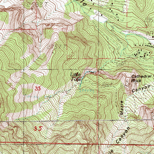 Topographic Map of Little Falls, NV