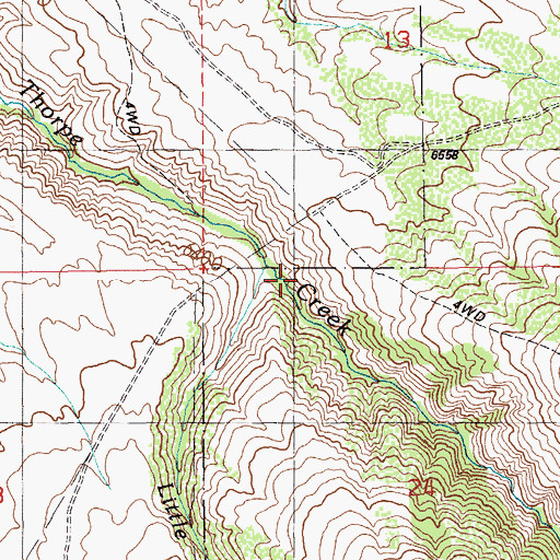 Topographic Map of Little Thorpe Creek, NV