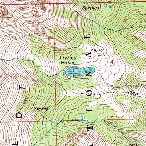 Topographic Map of Lizzies Basin, NV
