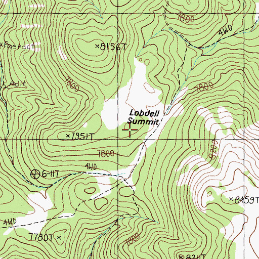 Topographic Map of Lobdell Summit, NV