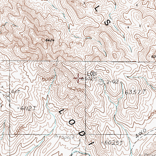 Topographic Map of Lodi Hills, NV