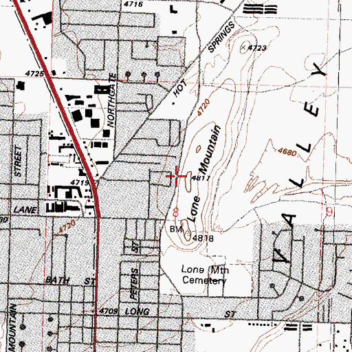 Topographic Map of Lone Mountain, NV