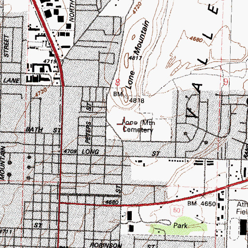 Topographic Map of Lone Mountain Cemetery, NV
