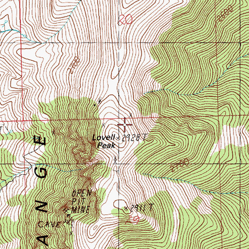 Topographic Map of Lovell Peak, NV