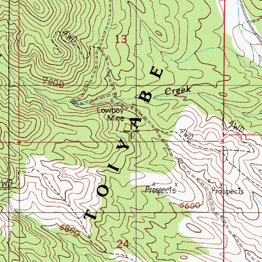 Topographic Map of Lowboy Mine, NV
