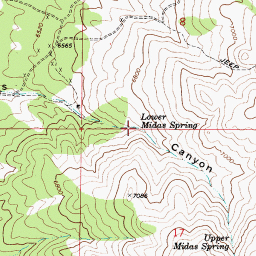 Topographic Map of Lower Midas Spring, NV