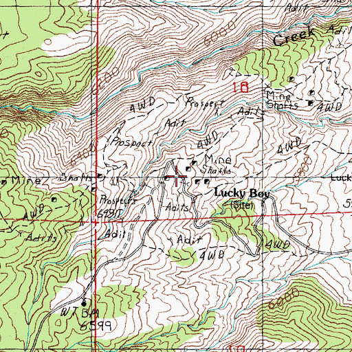 Topographic Map of Lucky Boy (historical), NV