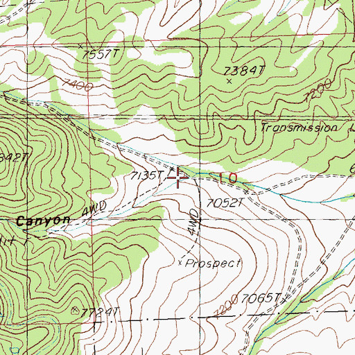 Topographic Map of Lucky Boy Canyon, NV