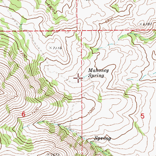 Topographic Map of Mahoney Spring, NV