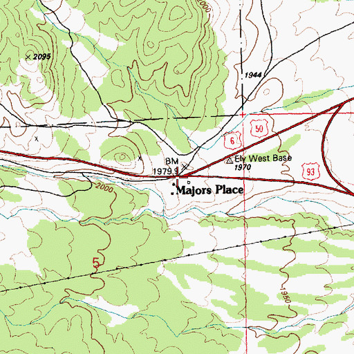 Topographic Map of Majors Place, NV