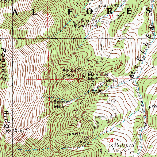 Topographic Map of Mary Ellen Mine, NV