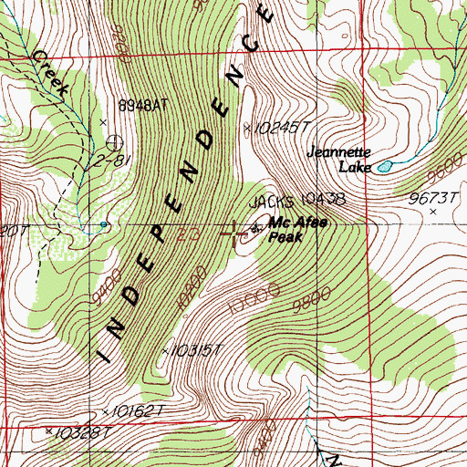 Topographic Map of McAfee Peak, NV