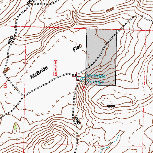 Topographic Map of McBride Springs, NV