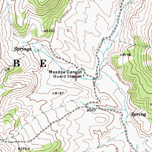 Topographic Map of Meadow Canyon Guard Station, NV
