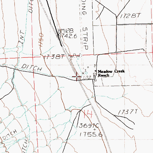 Topographic Map of Meadow Creek, NV