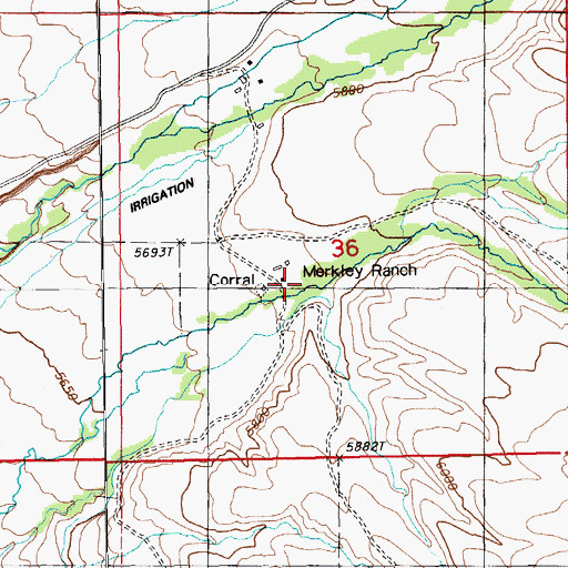 Topographic Map of Merkley Ranch, NV