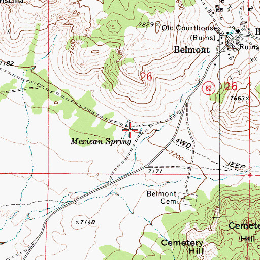 Topographic Map of Mexican Spring, NV