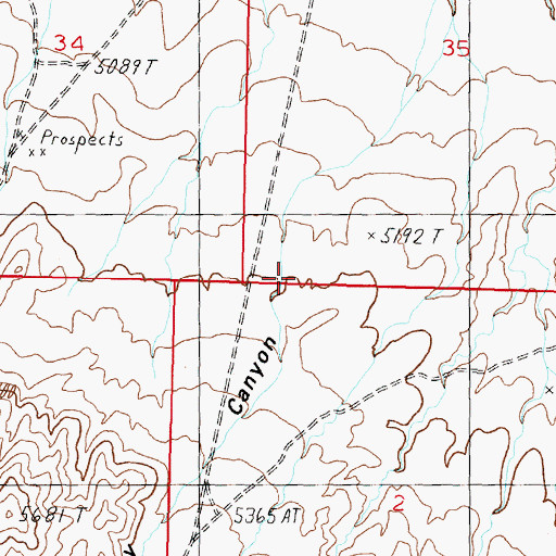 Topographic Map of Mickey Canyon, NV