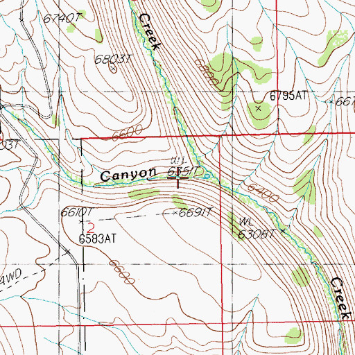 Topographic Map of Middle Fork Canyon Creek, NV