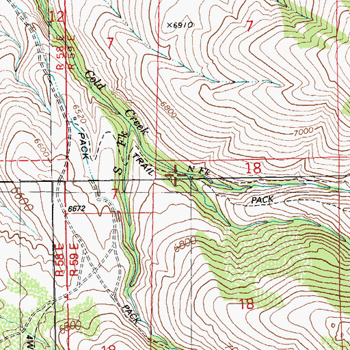 Topographic Map of Middle Fork Cold Creek, NV
