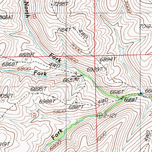 Topographic Map of Middle Fork Deep Creek, NV