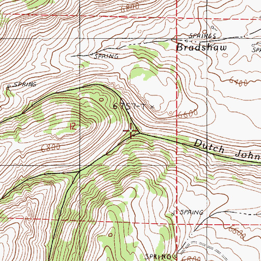 Topographic Map of Middle Fork Dutch John Creek, NV