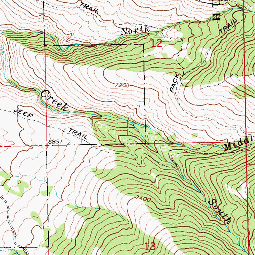 Topographic Map of Middle Fork Herder Creek, NV