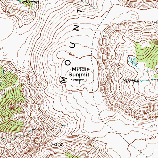 Topographic Map of Middle Summit Mount Jefferson, NV