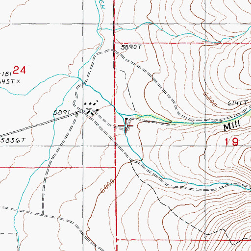 Topographic Map of Mill Creek, NV
