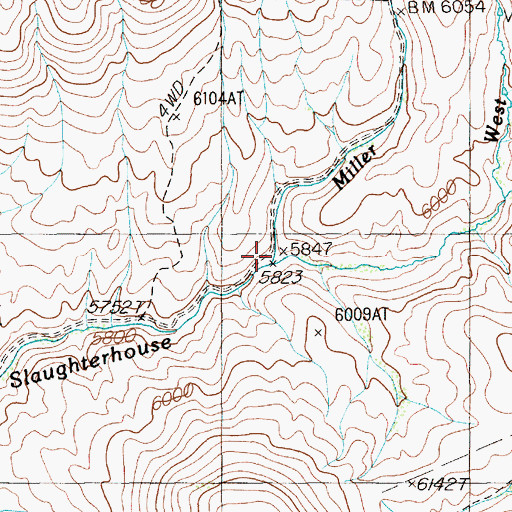 Topographic Map of Miller Creek, NV