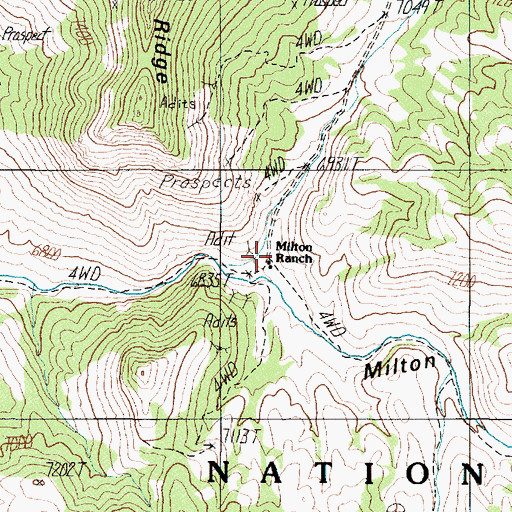 Topographic Map of Milton Ranch, NV