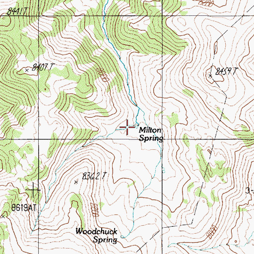 Topographic Map of Milton Spring, NV
