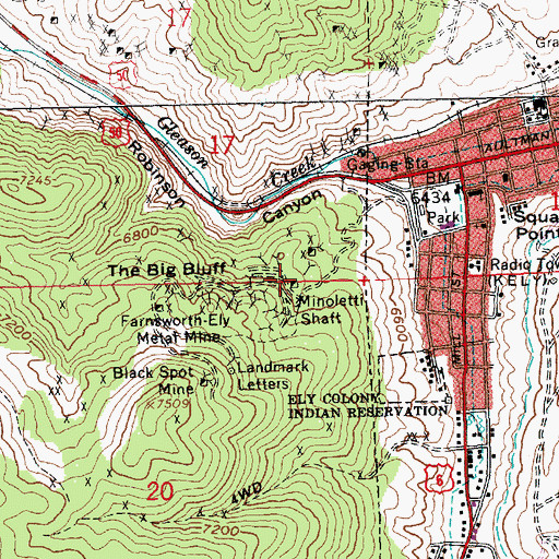Topographic Map of Minoletti Shaft, NV