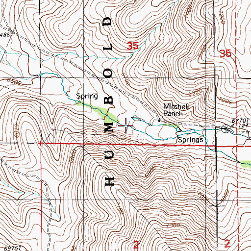 Topographic Map of Mitchell Ranch, NV