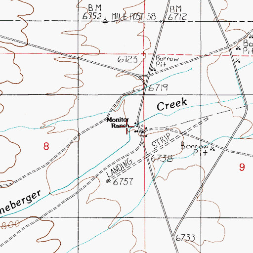 Topographic Map of Monitor Ranch, NV