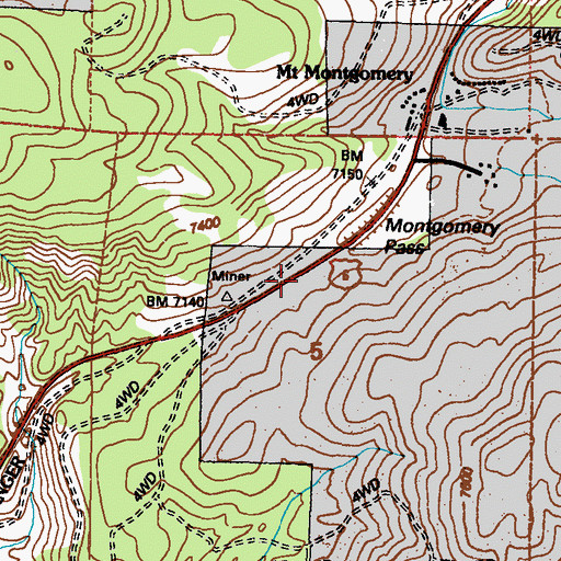 Topographic Map of Montgomery Pass, NV