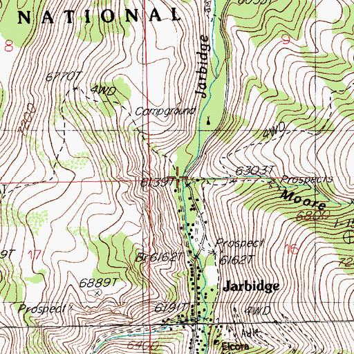Topographic Map of Moore Gulch, NV