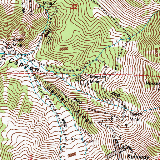 Topographic Map of Morgan Mine, NV