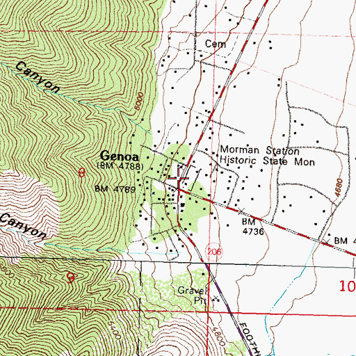Topographic Map of Mormon Station Historic State Monument, NV