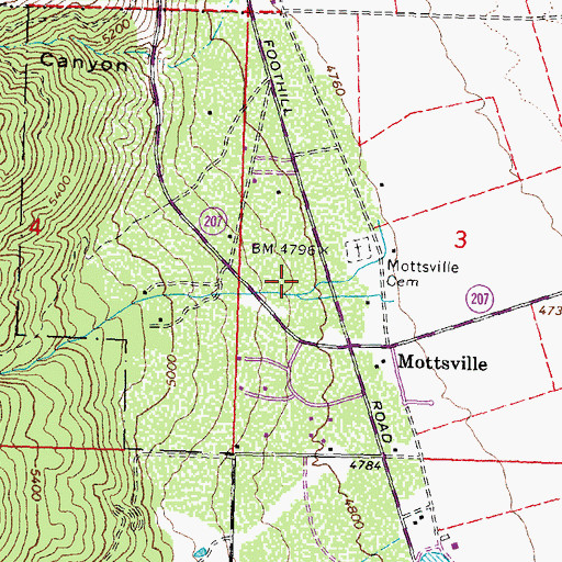 Topographic Map of Mott Canyon, NV