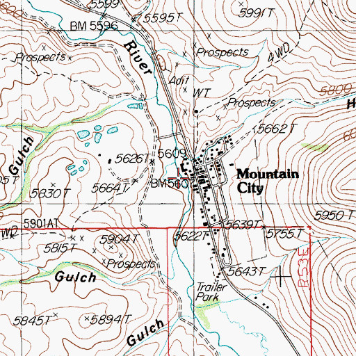 Topographic Map of Mountain City, NV