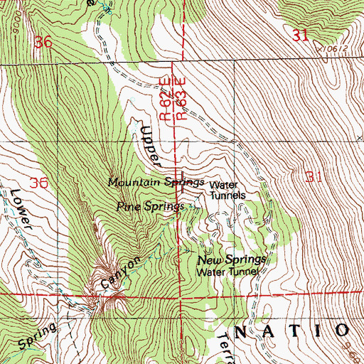 Topographic Map of Mountain Springs, NV