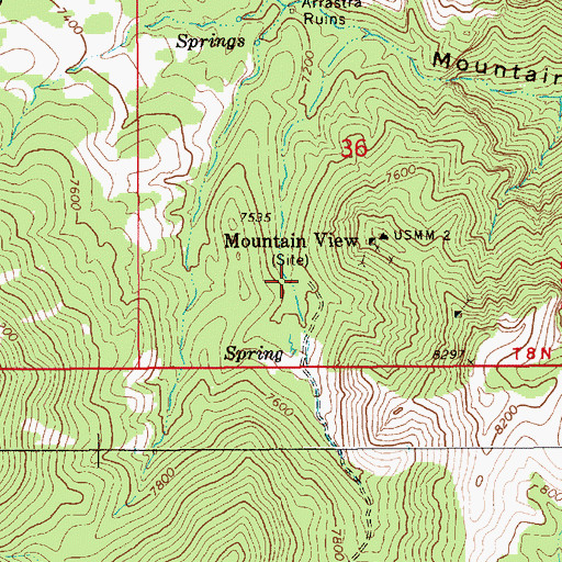 Topographic Map of Mountain View, NV