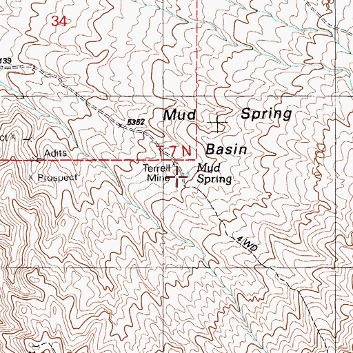 Topographic Map of Mud Spring, NV