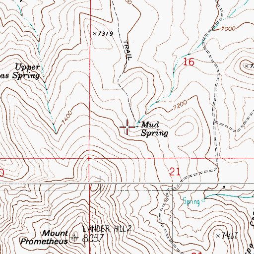 Topographic Map of Mud Spring, NV
