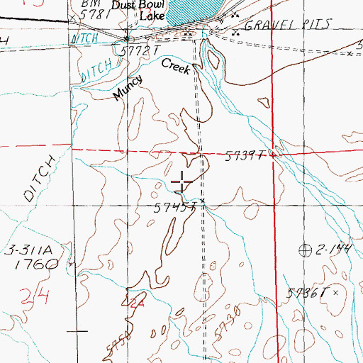 Topographic Map of Muncy Creek, NV