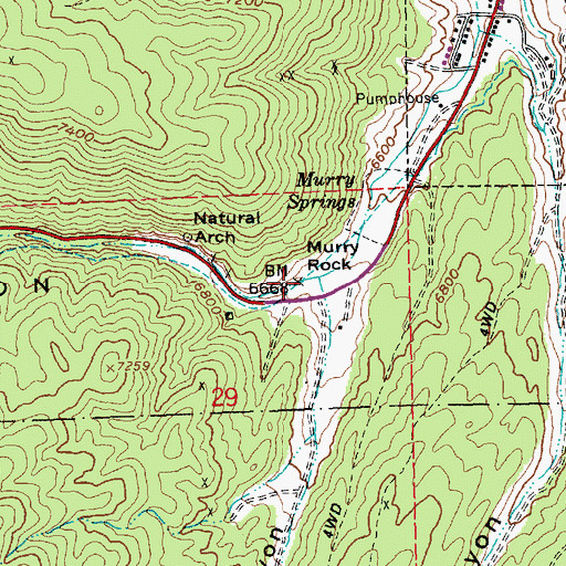 Topographic Map of Murry Rock, NV